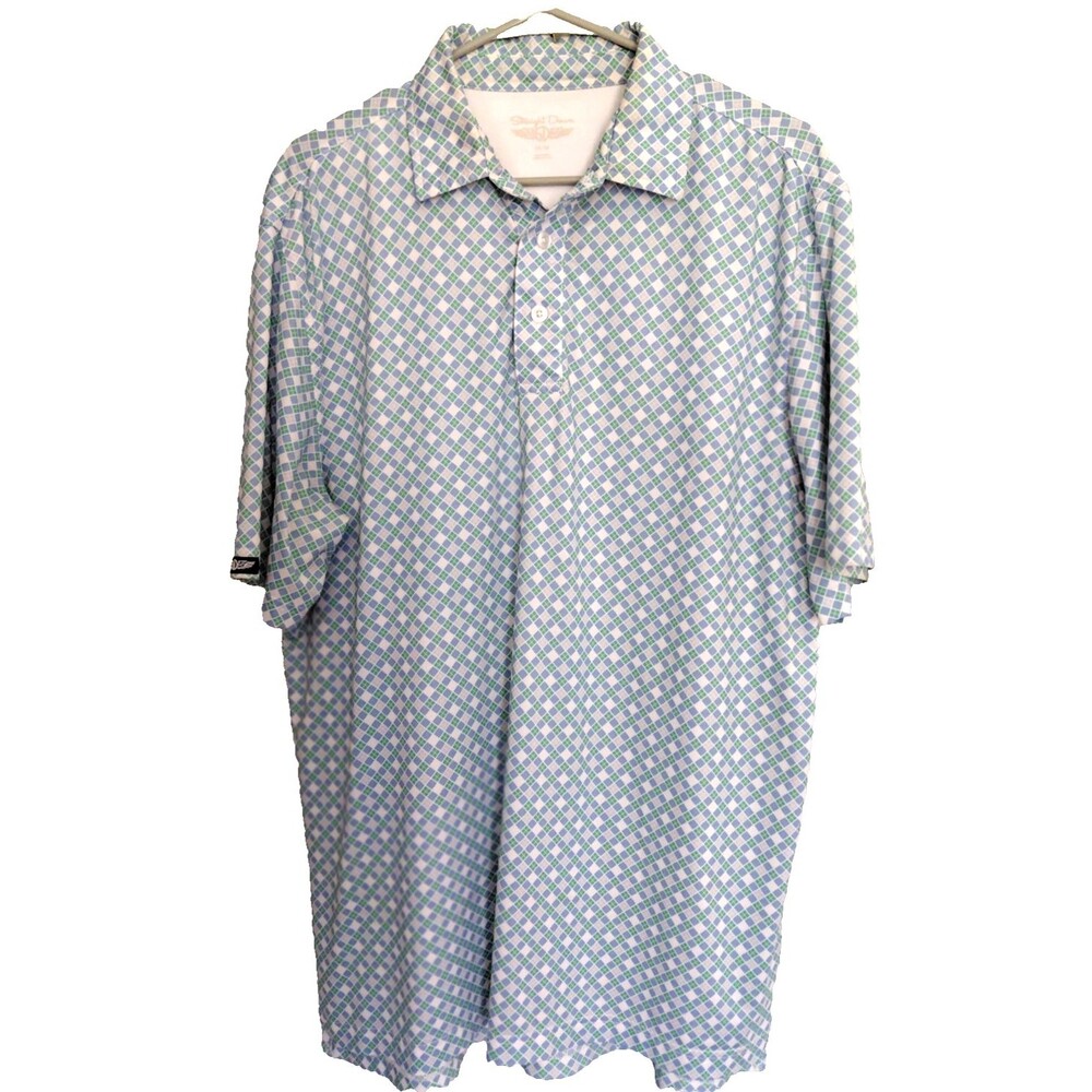 Straight Down Mens Golf Shirt Sz M Glue Green Geometric